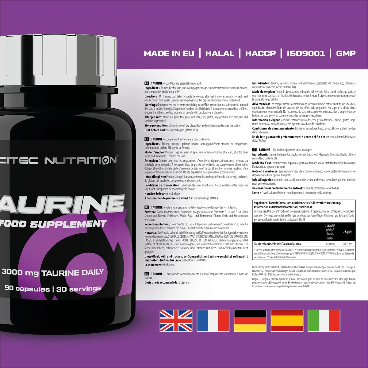 Scitec Nutrition Taurine, Nährungsergänzungsmittel kapseln mit taurin, 90 Kapseln – Bild 5