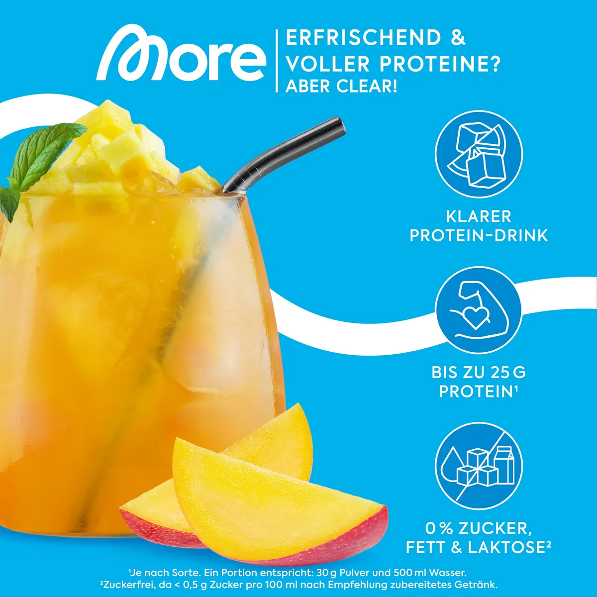 MORE Clear Protein, Pure Apple Juice, 600 g, Protein Drink mit Whey Isolat, Clear Whey - made in Germany – Bild 2