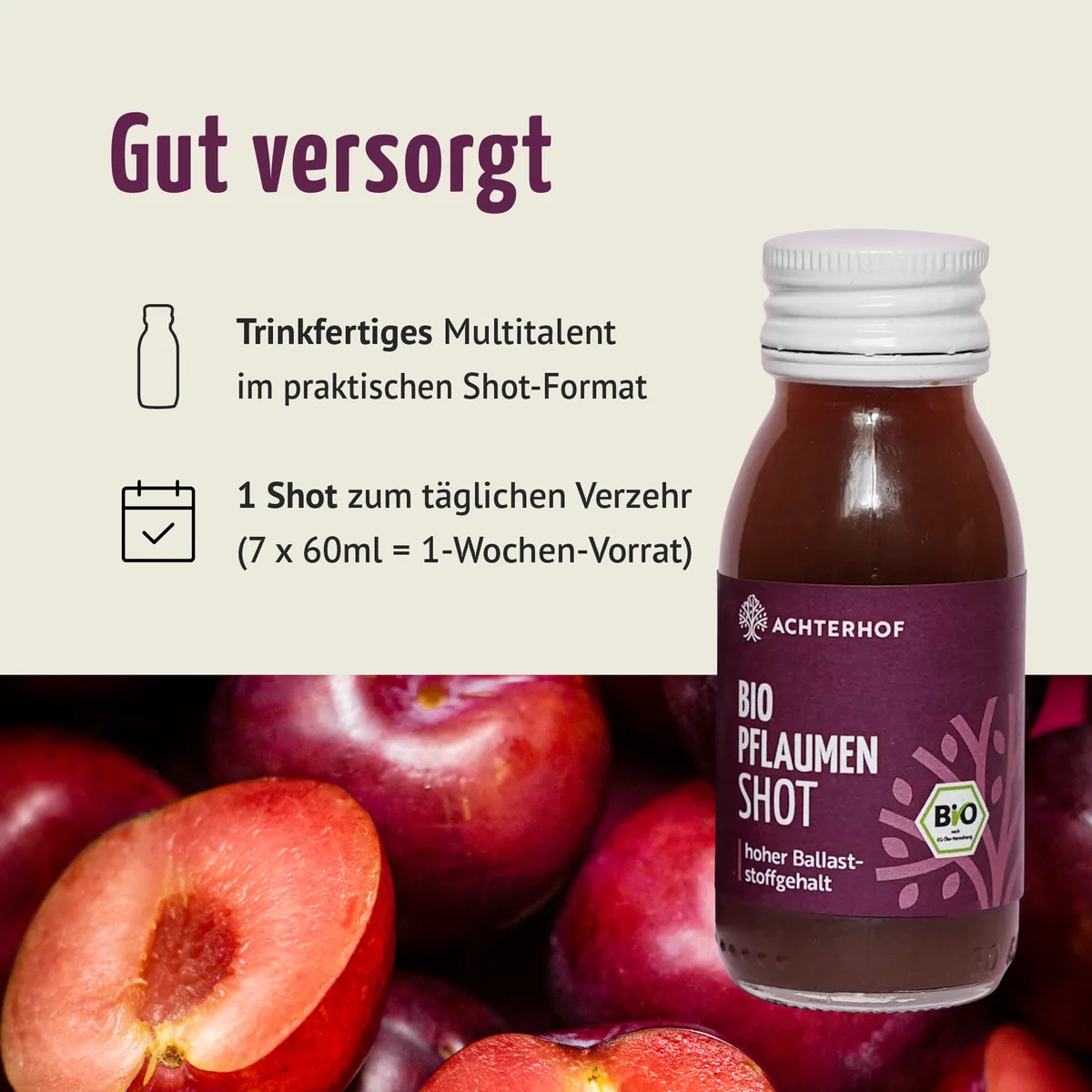 Bio Pflaumen Shot (7 x 60ml) – Bild 5