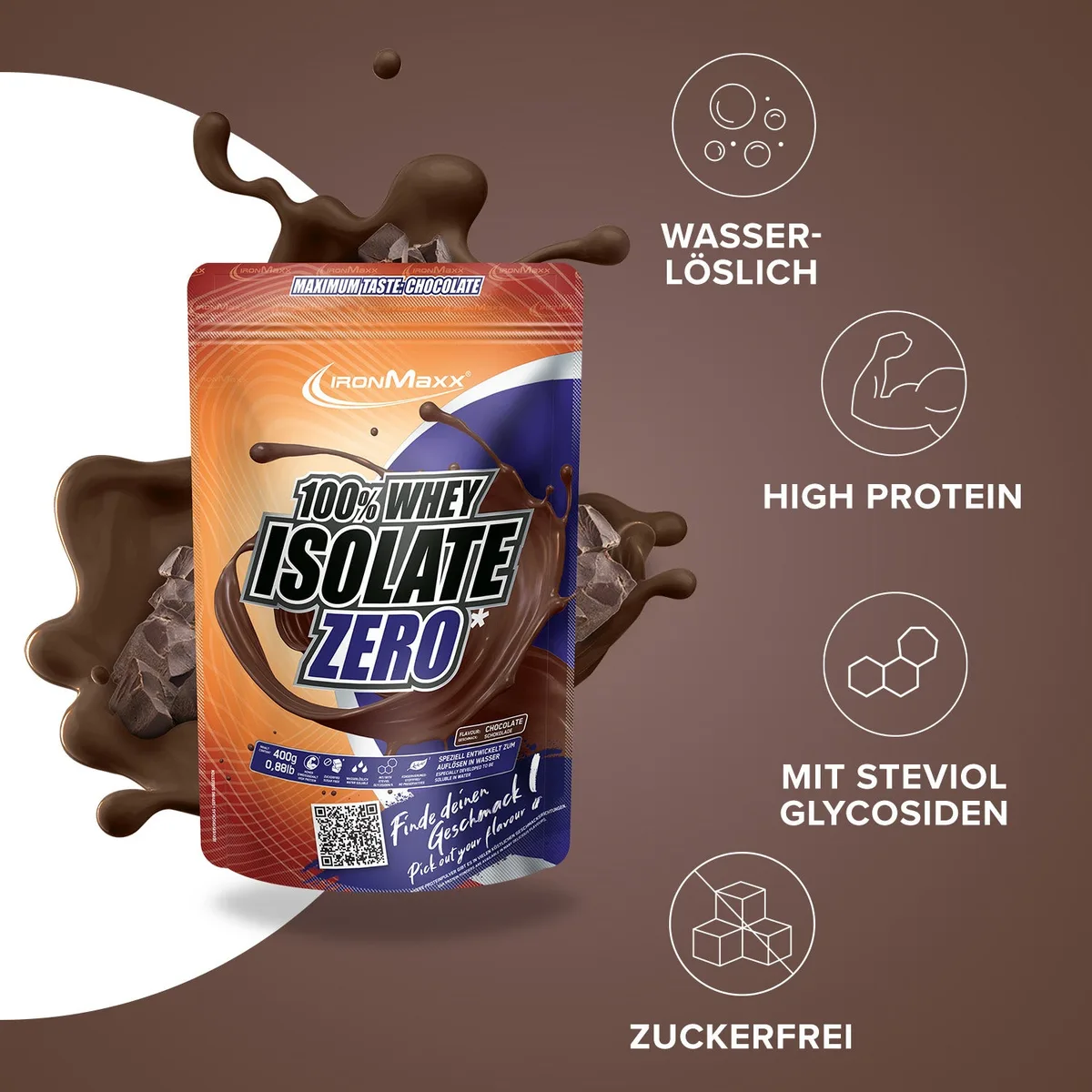 100% Whey Isolate ZERO (400g) - Schokolade – Bild 7