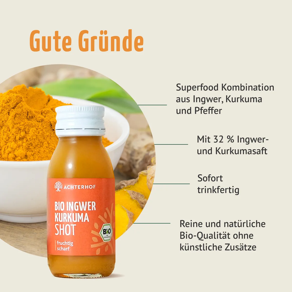 Bio Ingwer Kurkuma Shot (7 x 60ml) – Bild 3