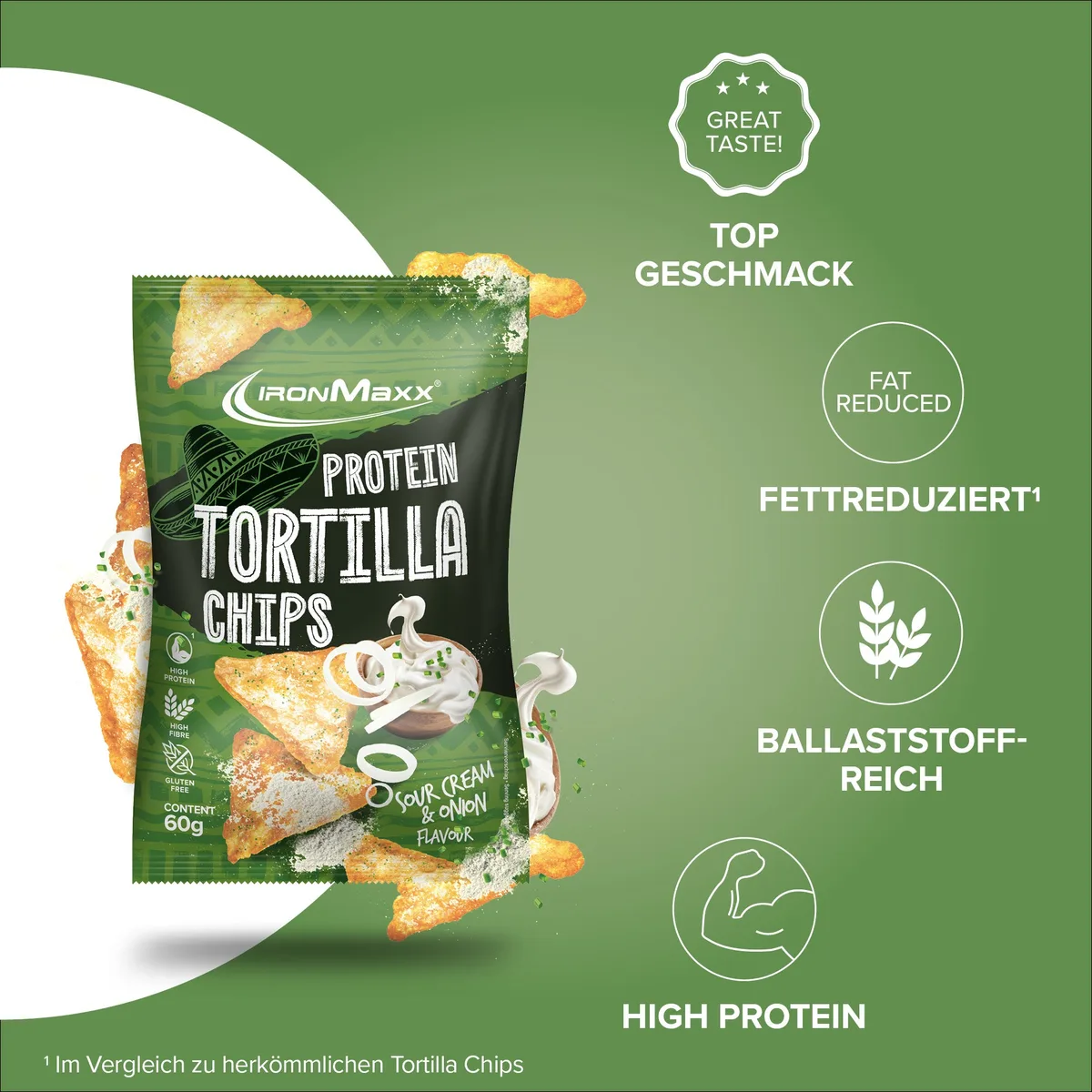 Protein Tortilla Chips 2.0 (60g) - Sour Cream & Onion – Bild 7