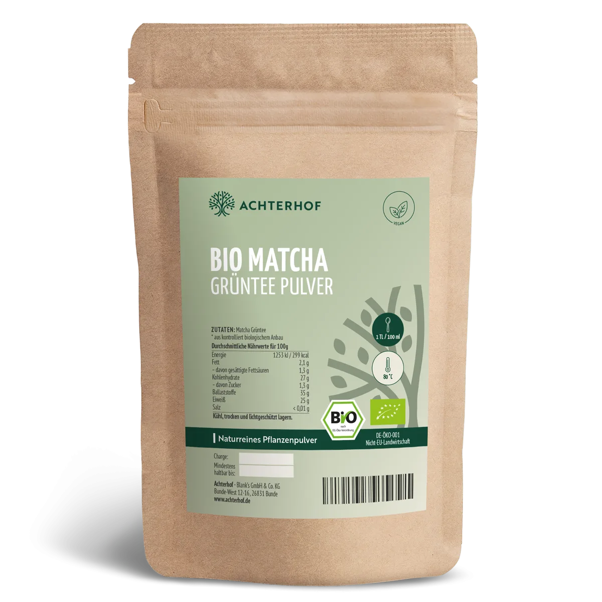 Bio Matcha Grüntee Pulver (100g)