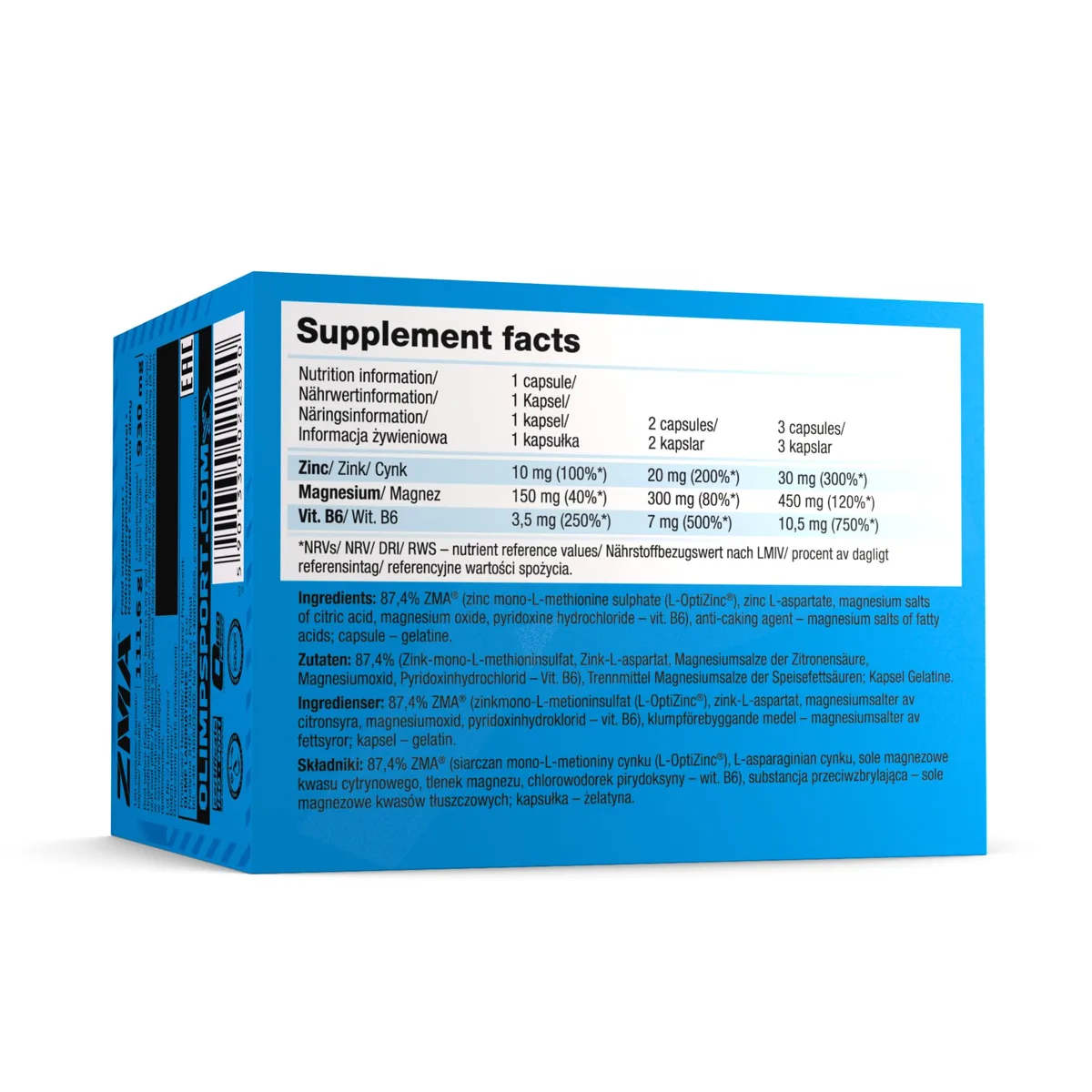 Olimp ZMA - 120 Kapseln - Enthält 10mg Zink, 150g Magnesium und 3,5mg Vitamin B6 – Bild 5
