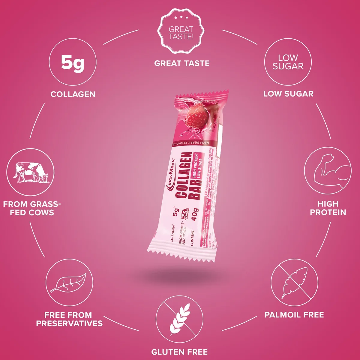 Collagen Bar (40g) - Raspberry – Bild 5