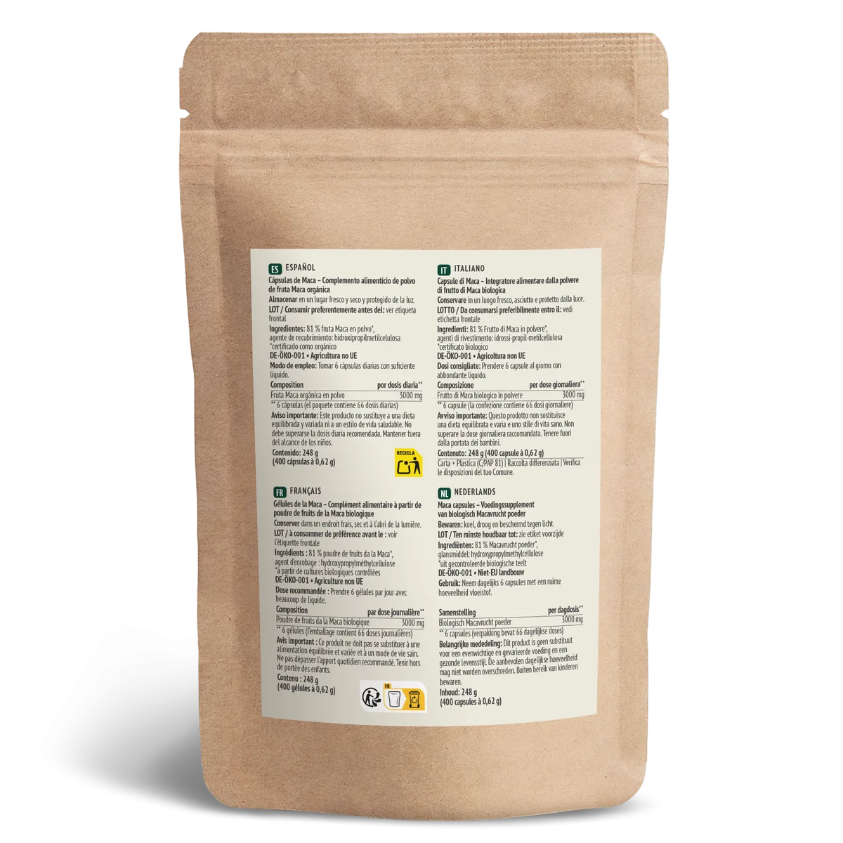 Bio Maca Kapseln Nachfüllpack (400 Kapseln) – Bild 3