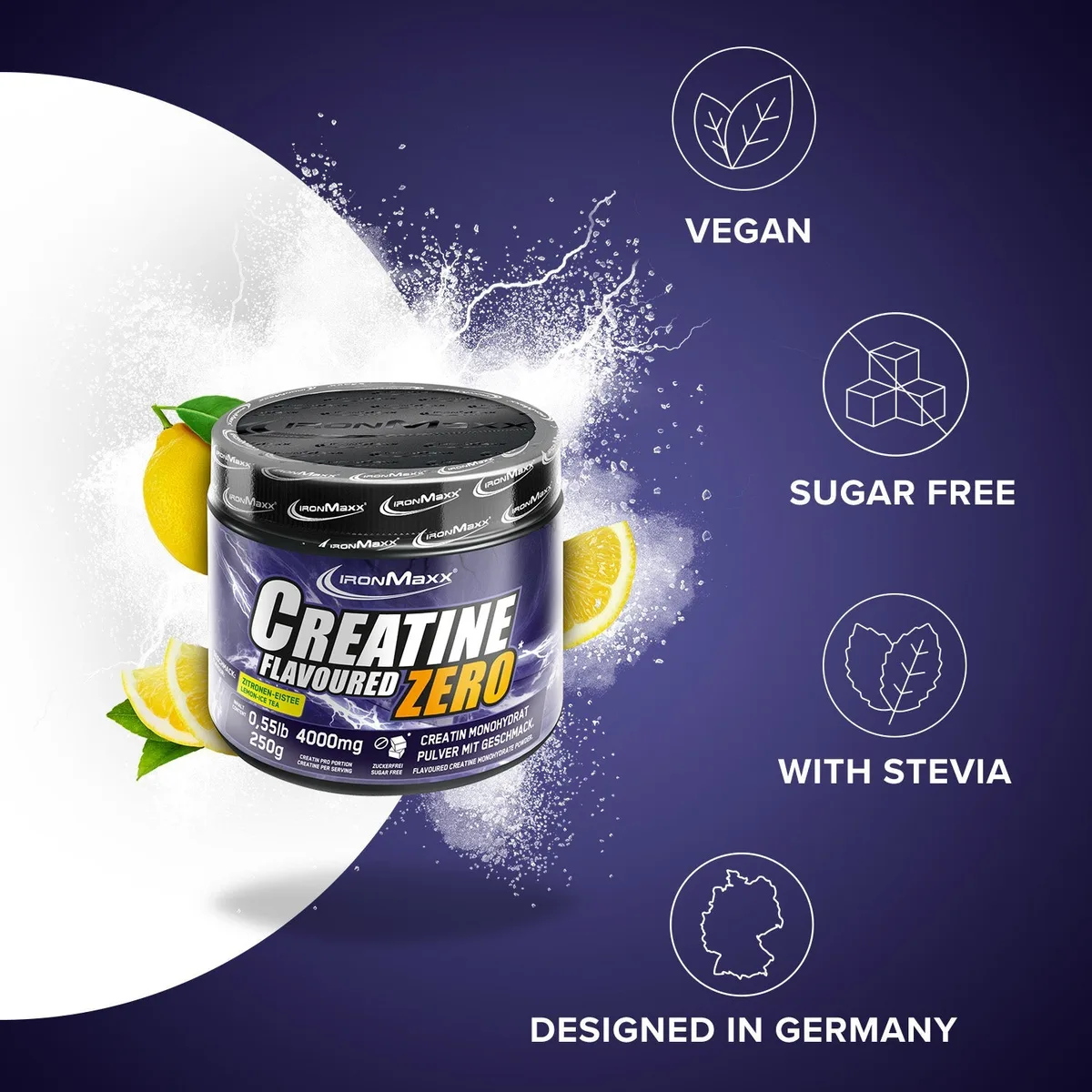 Creatine Flavoured Zero (250g) - Lemon Ice Tea – Bild 4