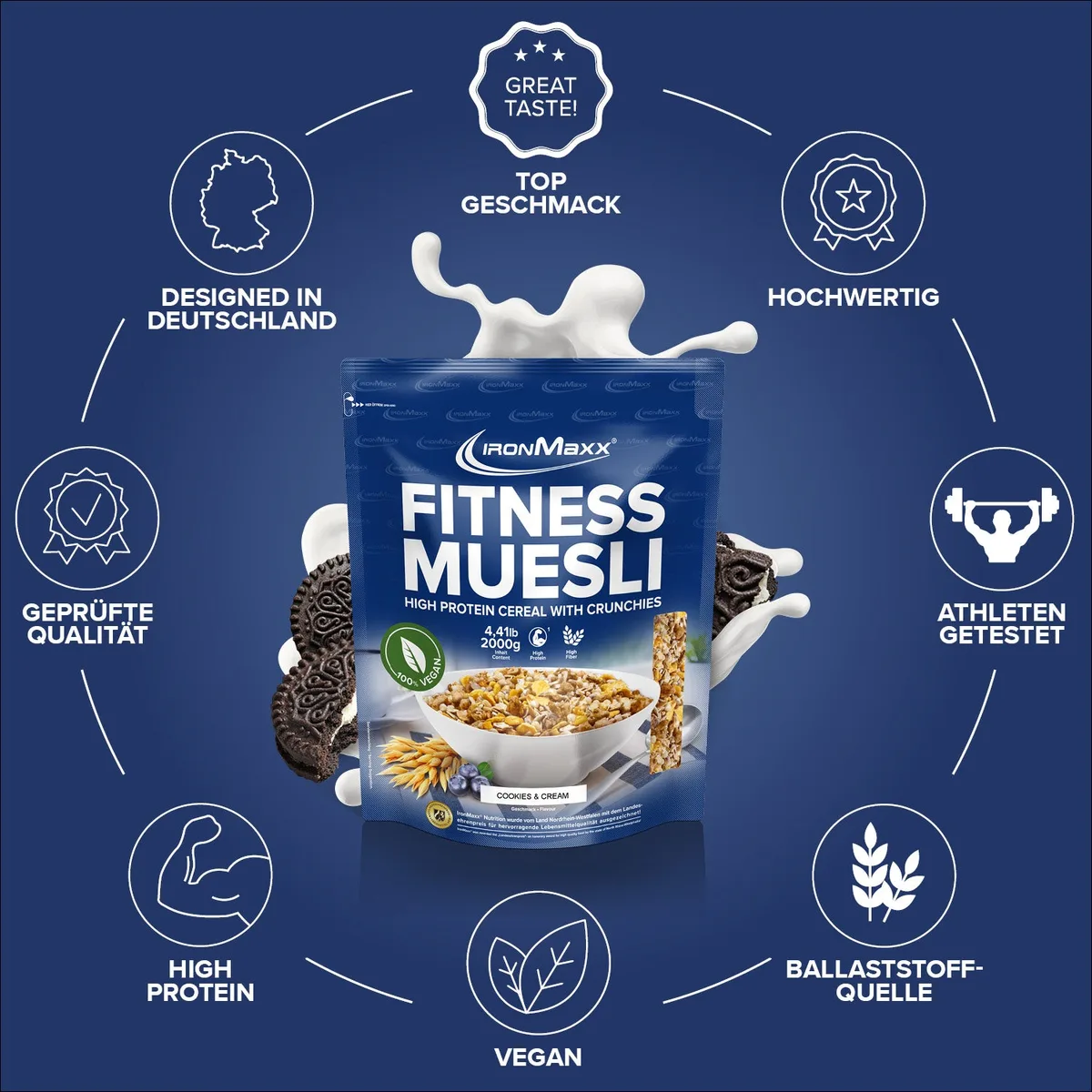Fitness Müsli (2000g) - Cookies & Cream – Bild 5