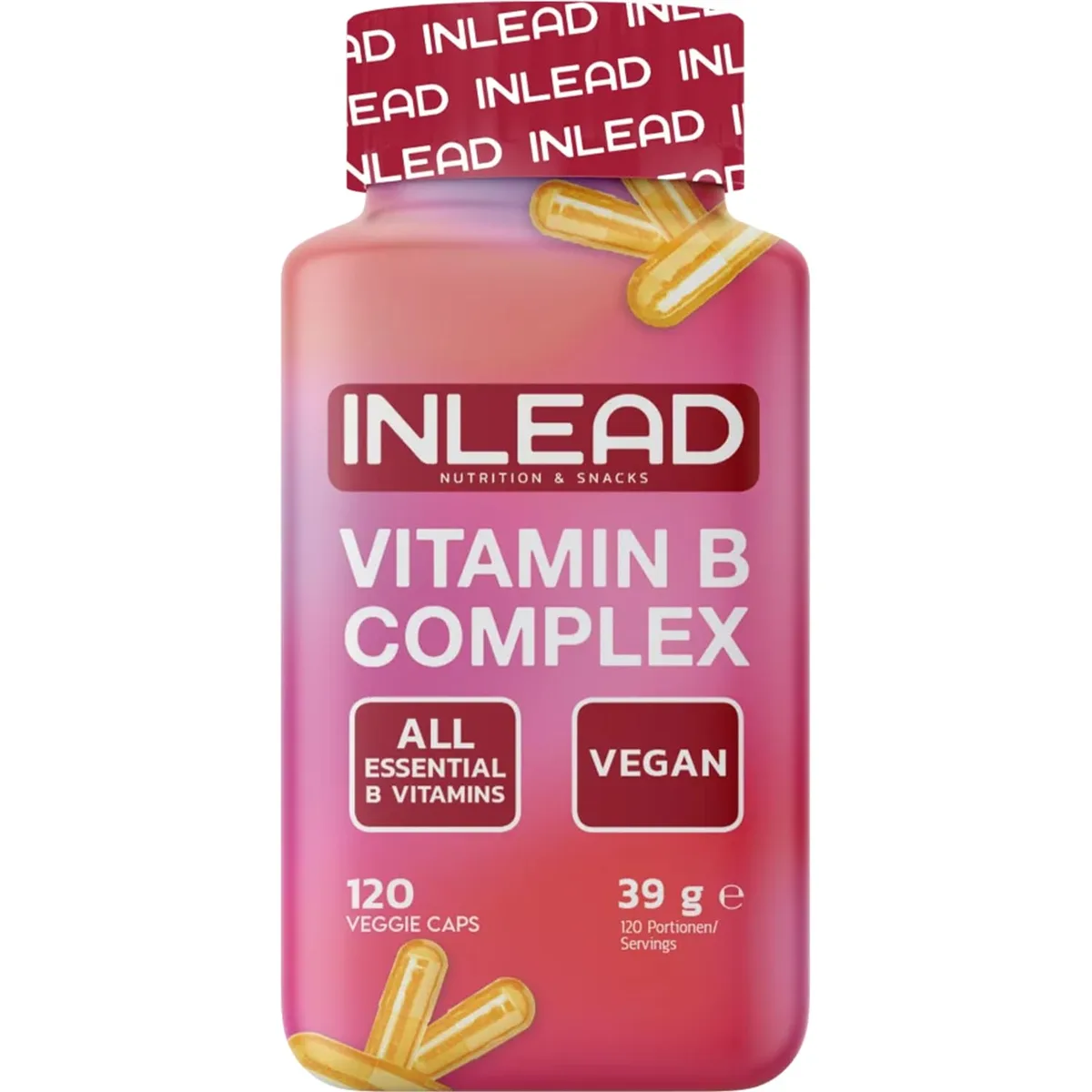 INLEAD - Vitamin B Complex mit Bioaktiven Formen & Quatrefolic | Alle essentiellen B-Vitamine in einer Kapsel pro Tag | Vegan - 120 Kapseln