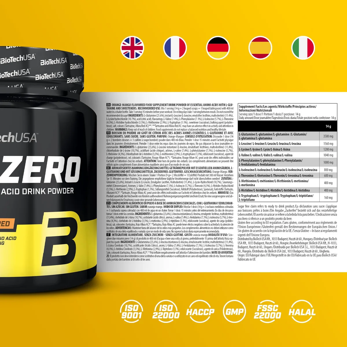 BioTechUSA EAA Zero | 9 essenzielle Aminosäuren mit L-Glutamin – Bild 5