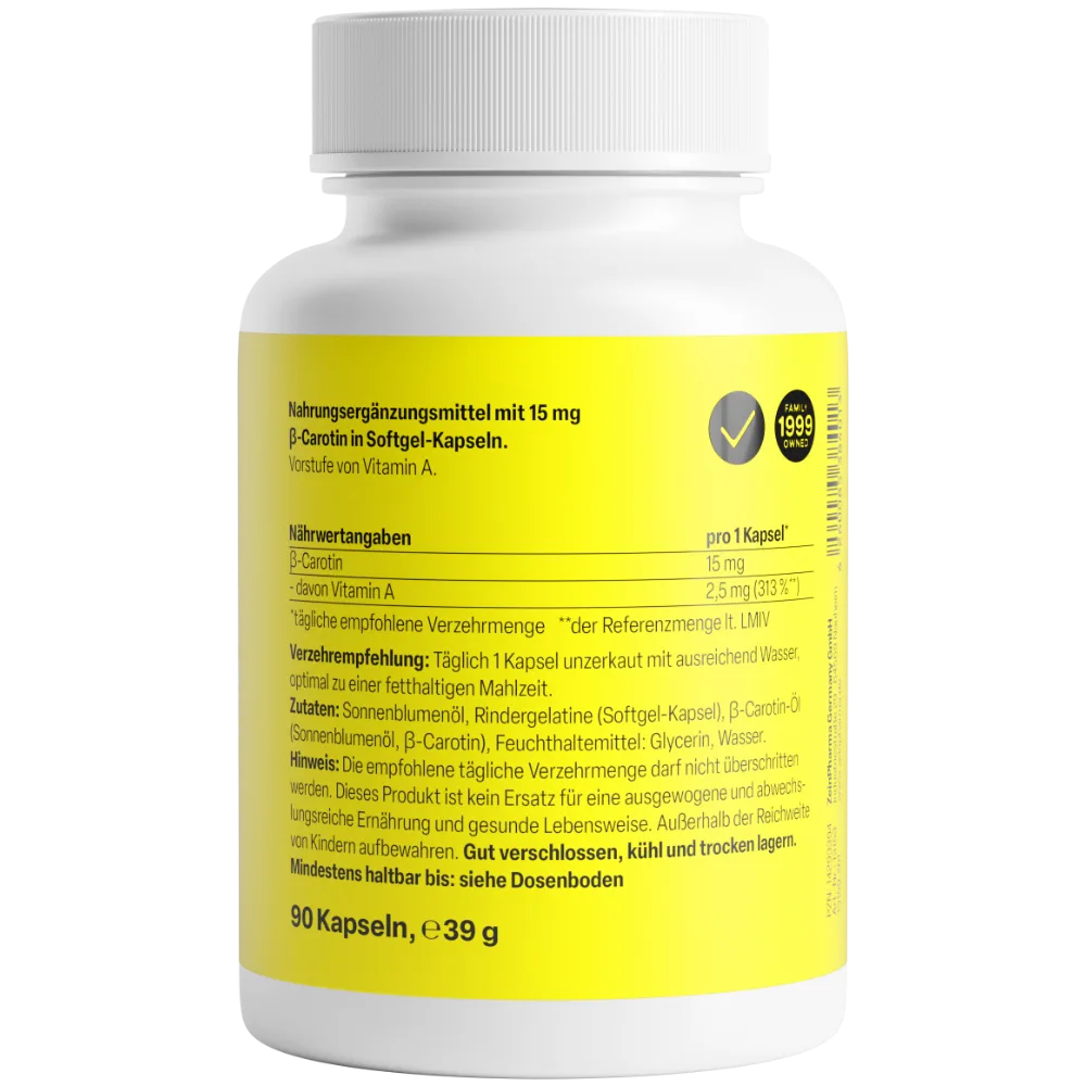 Beta Carotin Natural 15 mg (90 Kapseln) – Bild 2