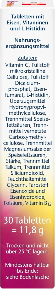 Eisen + C + Histidin + Folsäure (30 Tabletten) – Bild 4
