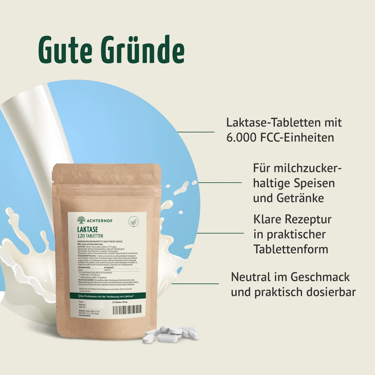 Laktase Tabletten (120 Tabletten) – Bild 2