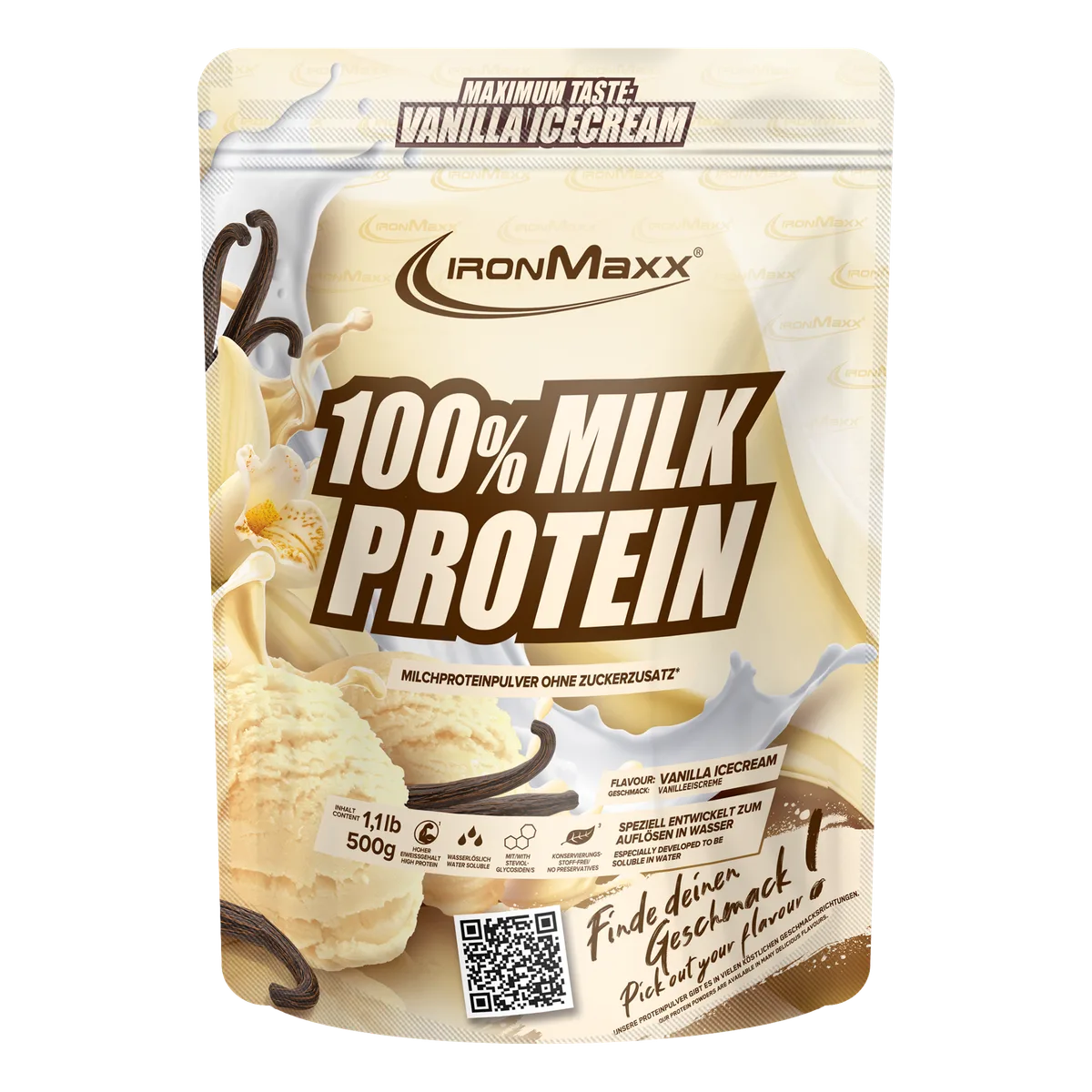 100% Milk-Protein (500g) - Vanilla Ice Cream – Bild 2
