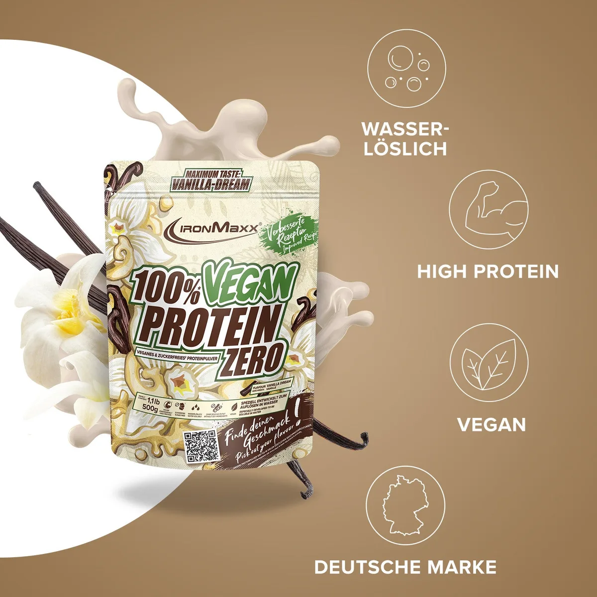100% Vegan Protein Zero (500g) - Vanilla Dream – Bild 2