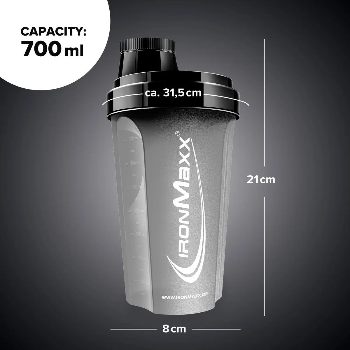 Shaker (700ml) - Schwarz Matt – Bild 7