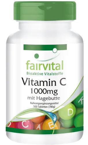 Vitamin C 1000mg mit Hagebutten (500 Tabletten)