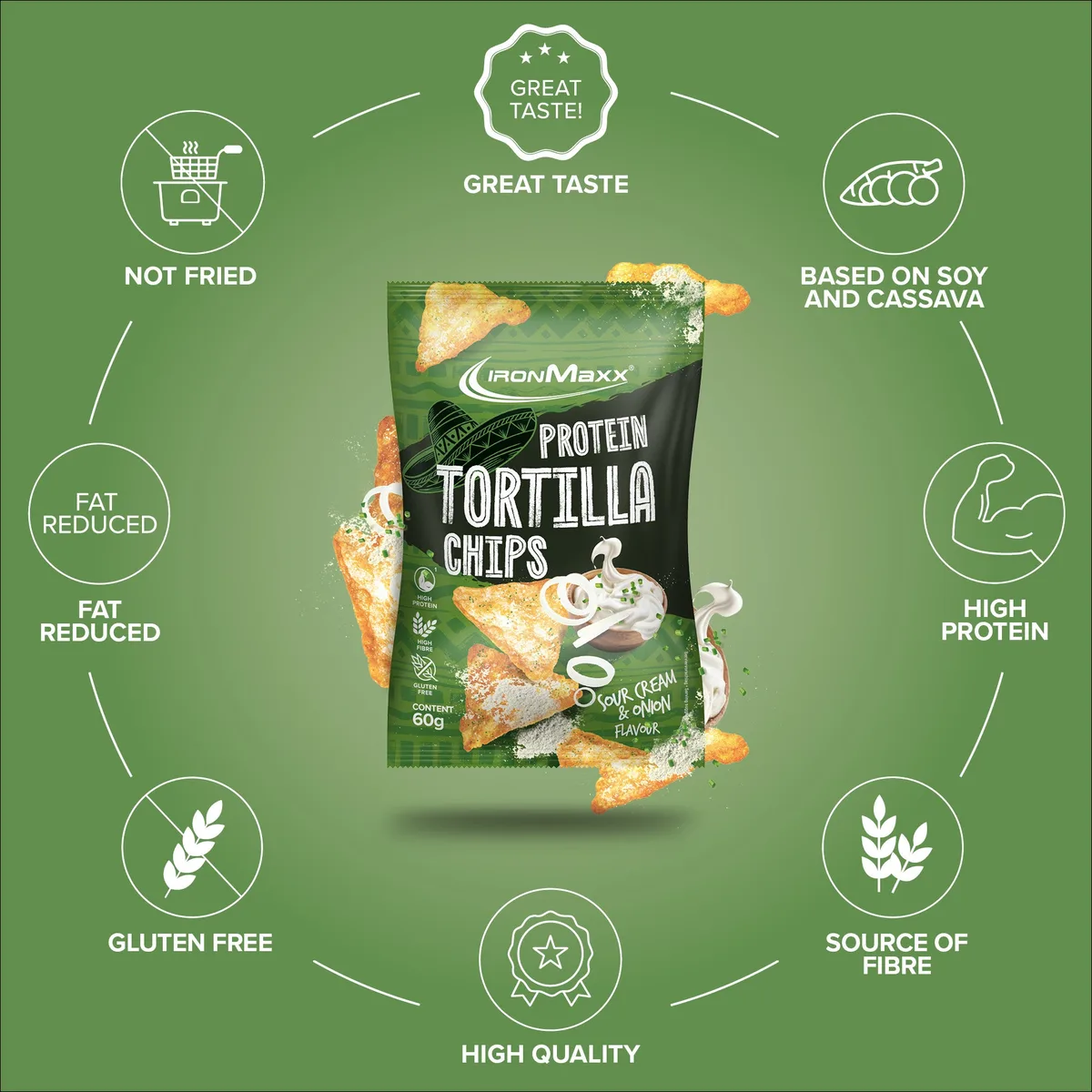 Protein Tortilla Chips 2.0 (60g) - Sour Cream & Onion – Bild 5