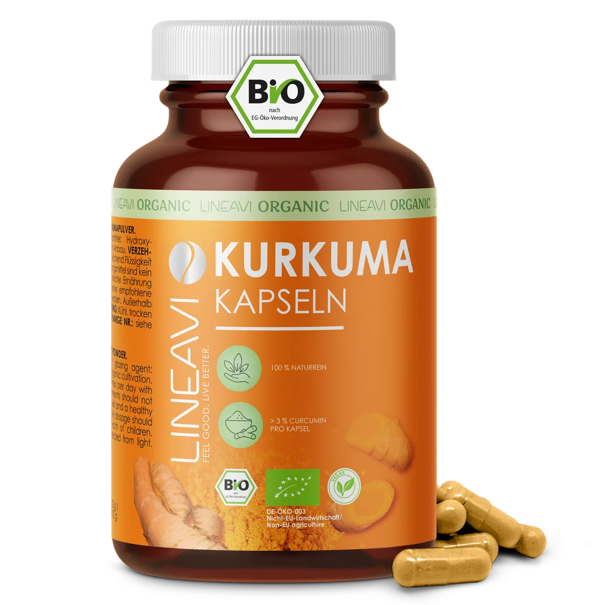 Kurkuma Kapseln bio (180 Kapseln) – Bild 2