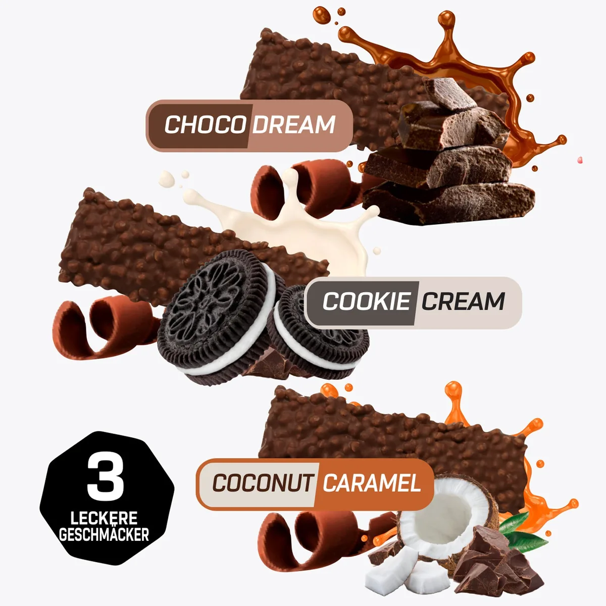 Crunchy Protein Bar Deluxe (12x65g) Schokolade – Bild 8