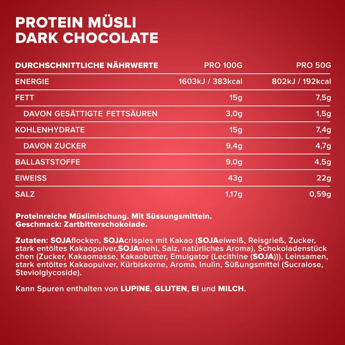 Protein Müsli (2000g) - Dark Chocolate – Bild 4