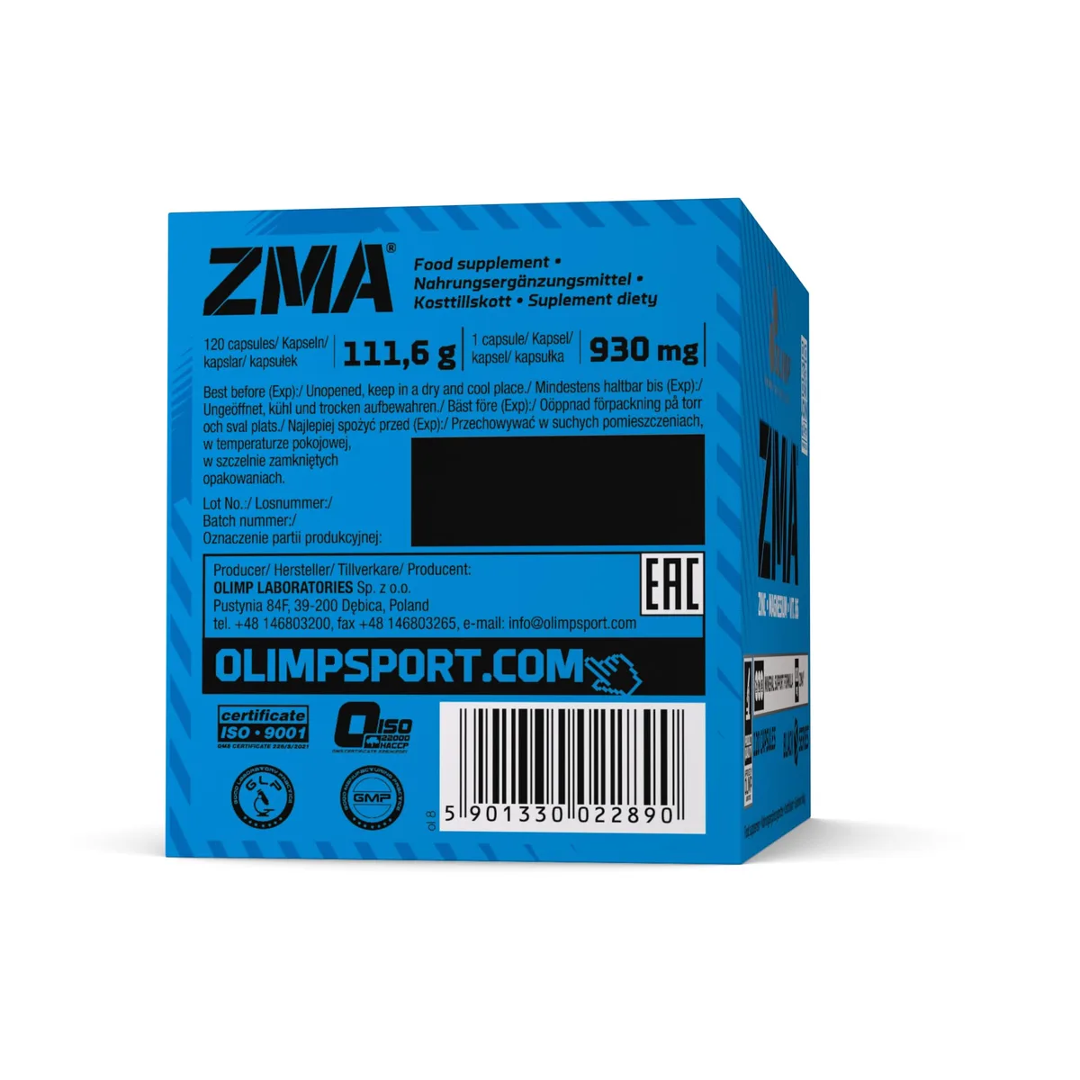 Olimp ZMA - 120 Kapseln - Enthält 10mg Zink, 150g Magnesium und 3,5mg Vitamin B6 – Bild 2