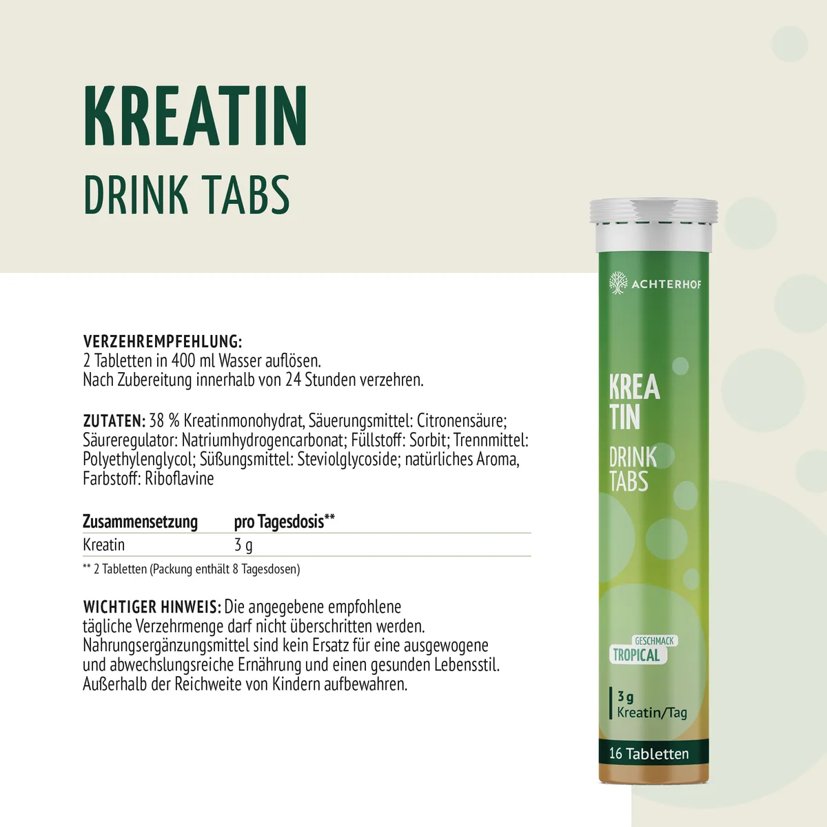 Kreatin Drink Tabs (16 Tabletten) – Bild 3
