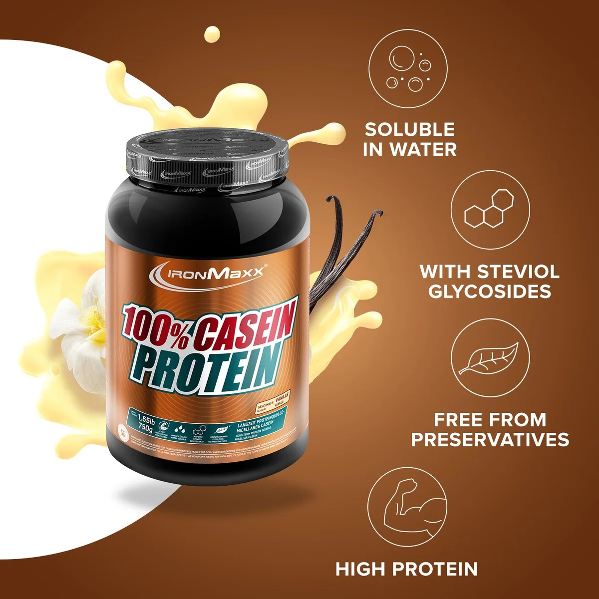 100% Casein Protein (750g) - Vanille – Bild 8