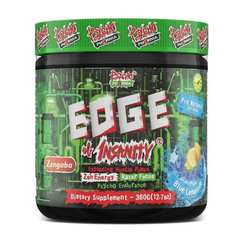 Psycho Pharma Edge of Insanity Pre-Workout, 350g Blue Lemonade