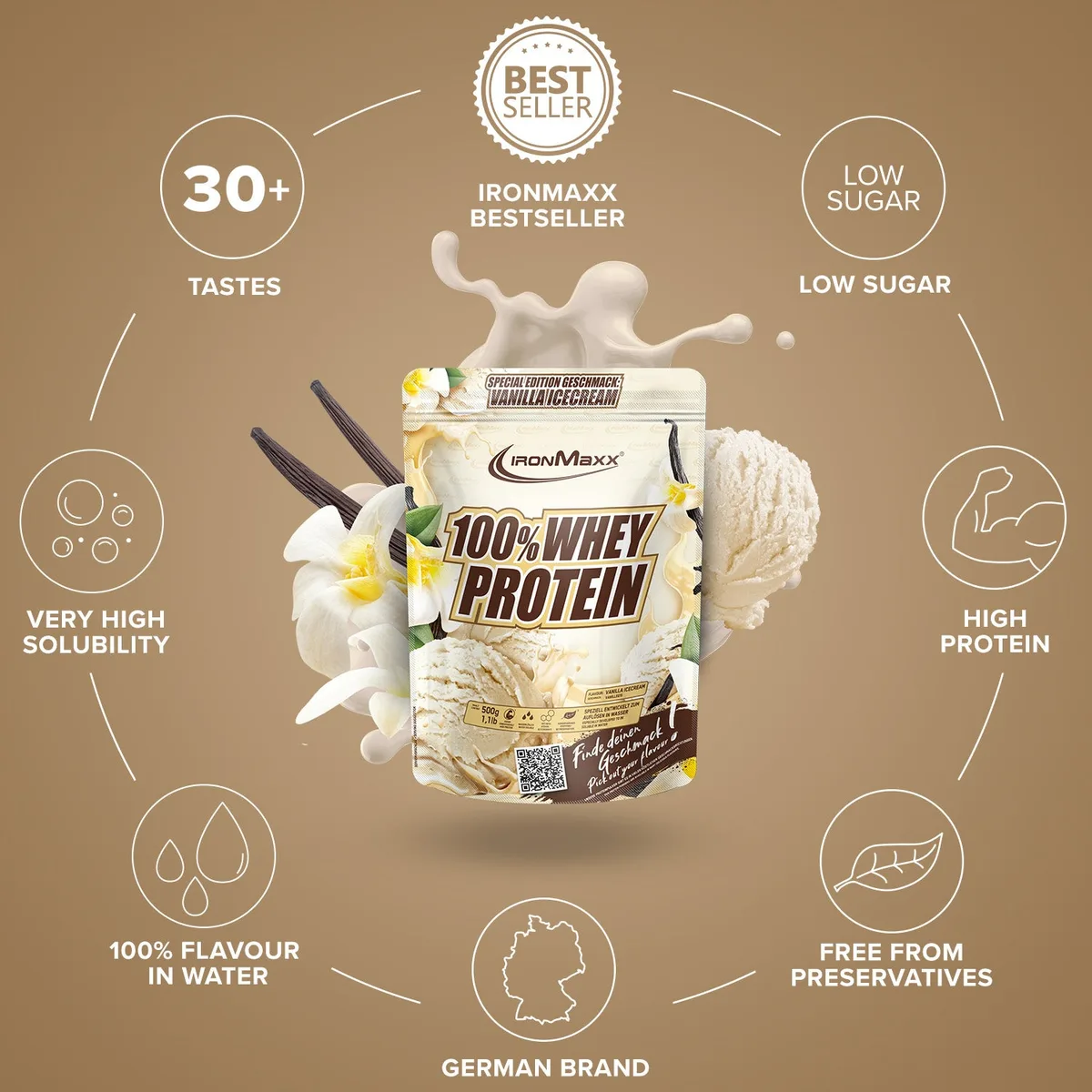 100% Whey Protein (500g) - Vanilla Ice Cream – Bild 5