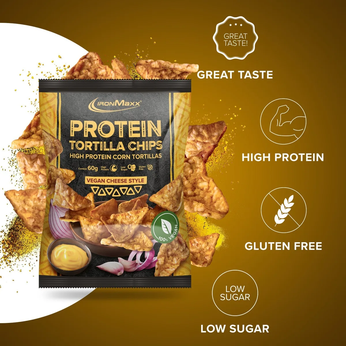 Protein Tortilla Chips 1.0 (60g) - Vegan Cheese Style – Bild 7
