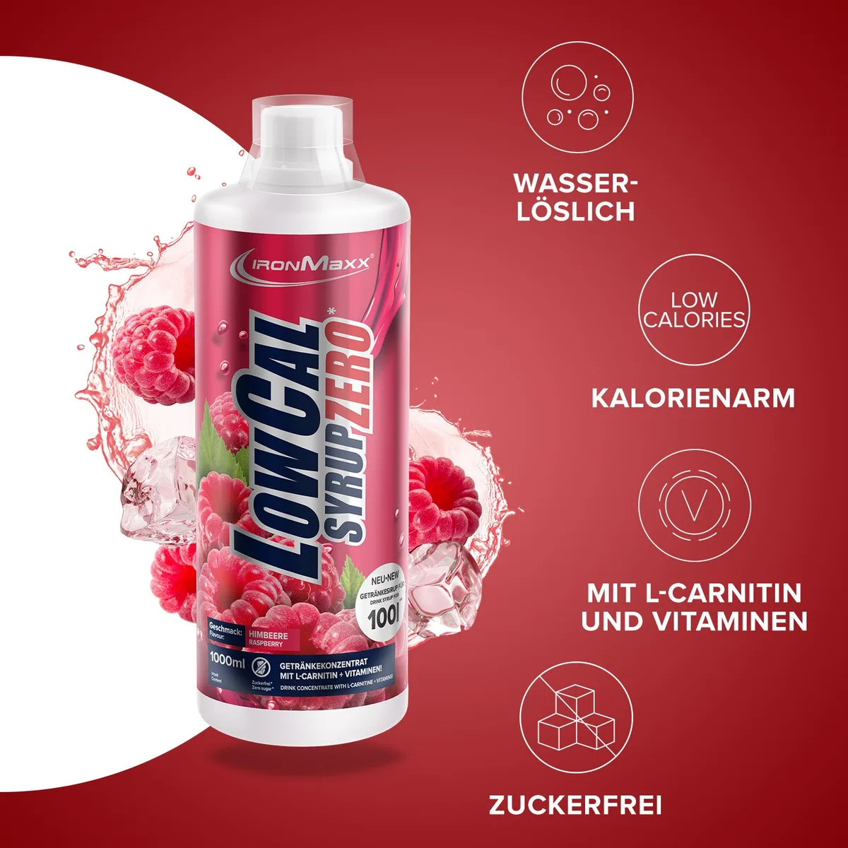 LowCal Syrup Zero (1000ml) - Himbeere – Bild 3
