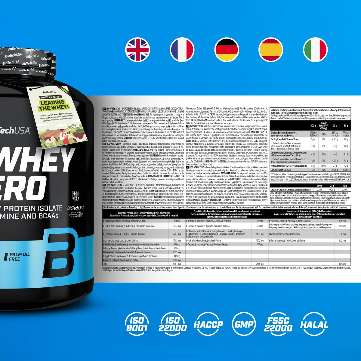 BioTechUSA Iso Whey Zero | Premium Whey Protein Isolate | Grass-Fed | Enzyme-Free | Sugar- and Gluten-free, 1816g, Schokolade – Bild 6