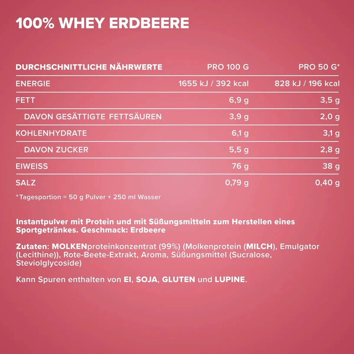 100% Whey Protein (900g) - Strawberry – Bild 4