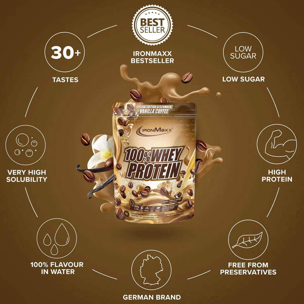 100% Whey Protein (500g) - Vanilla Coffee – Bild 5