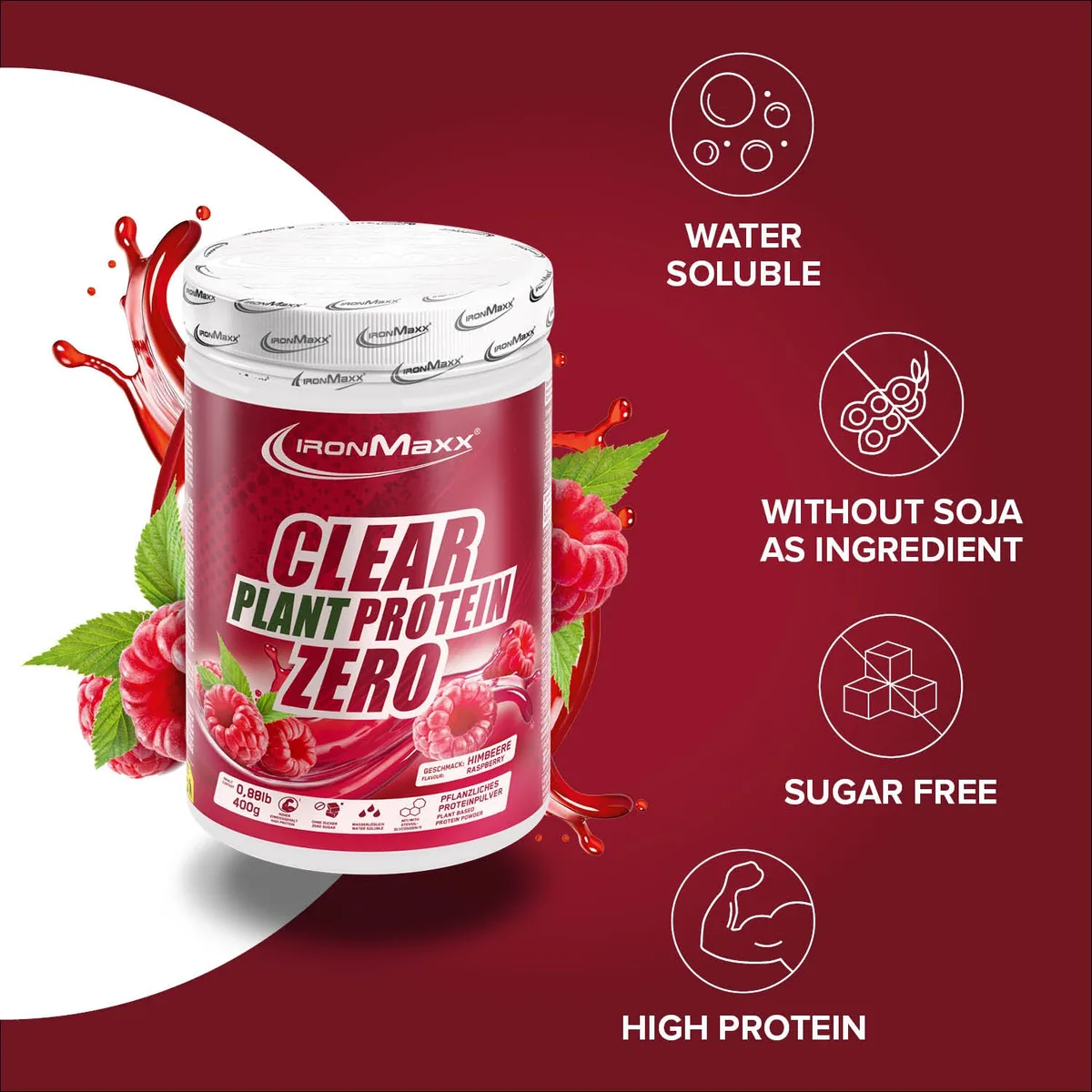 Clear Plant Protein ZERO (400g) - Raspberry – Bild 2