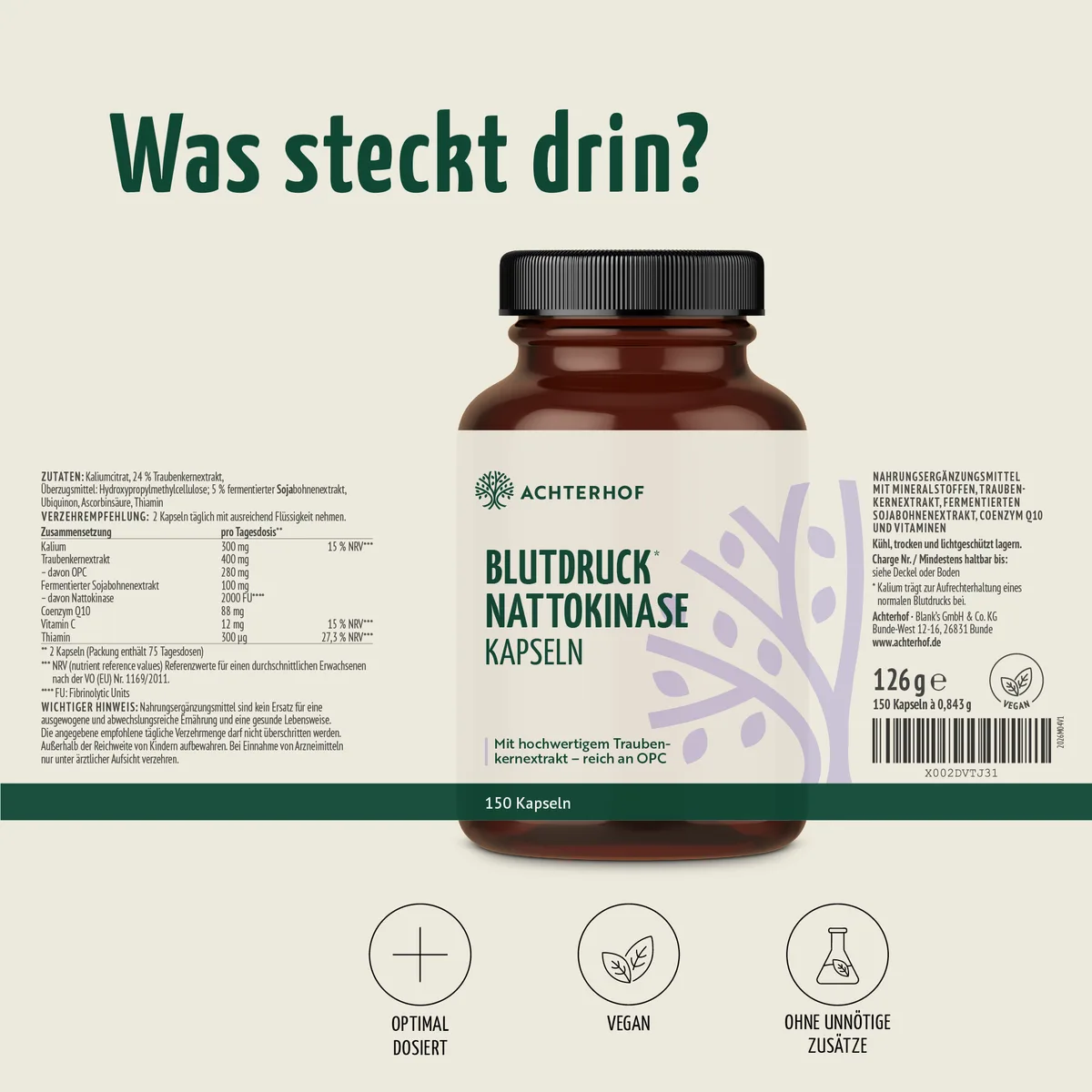 Blutdruck Nattokinase Kapseln (150 Kapseln) – Bild 7