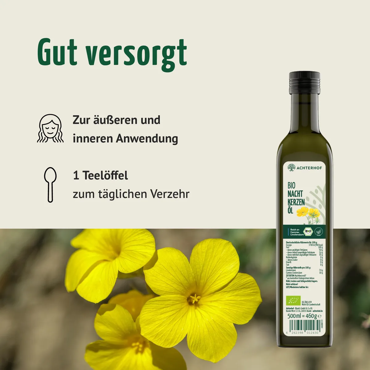Bio Nachtkerzenöl (500ml) – Bild 4
