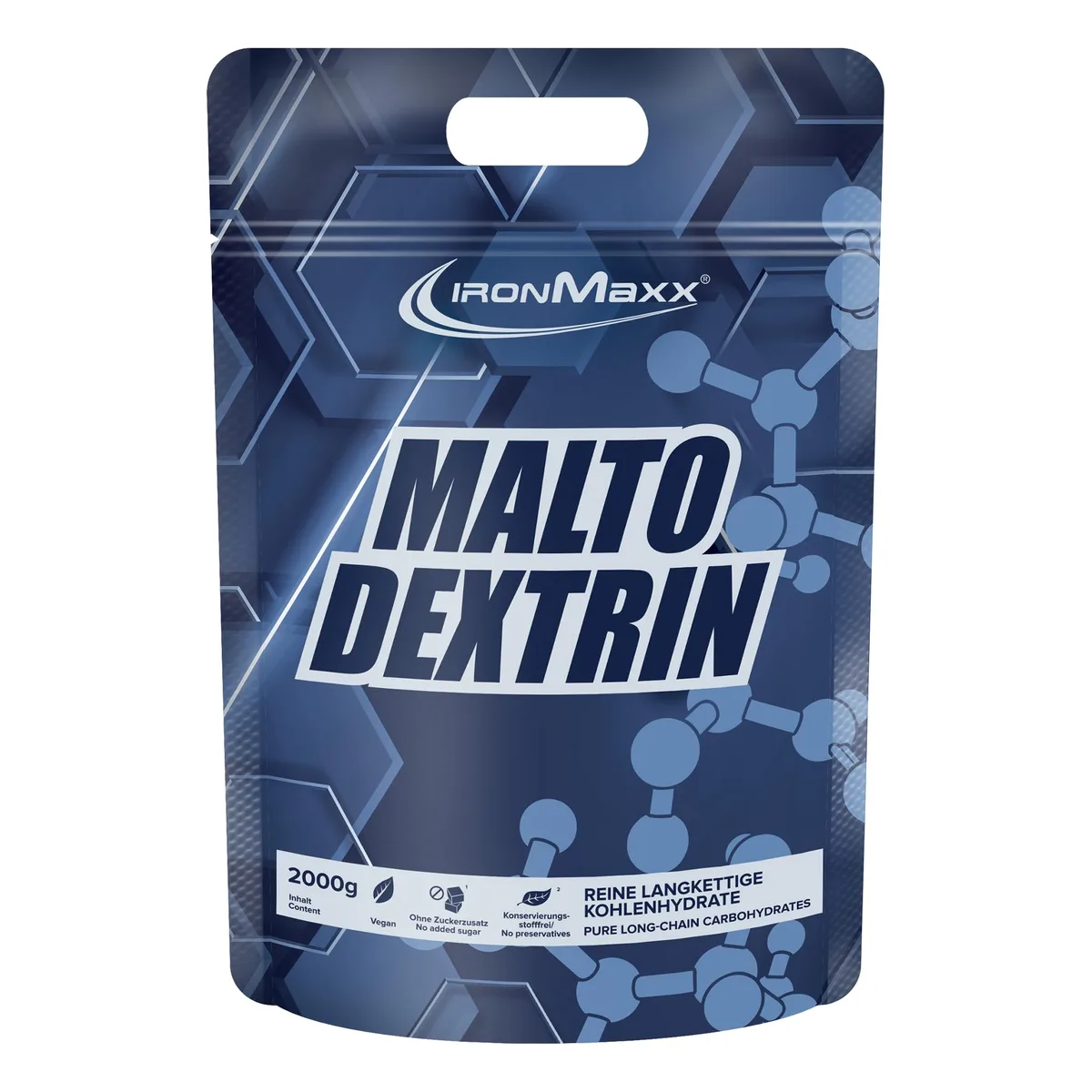 IronMaxx Maltodextrin Weight Gainer zum Zunehmen 2000g, Geschmacksneutral - Mit 230kcal & 58g Kohlenhydrate pro Portion, Mass Gainer für Kraftsportler mit 100% reinem Maltodextrin