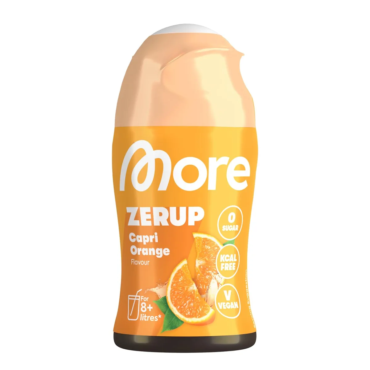 MORE Zerup, Capri Orange, 65 ml, für bis zu 8 l Fertiggetränk, zuckerfreier Sirup mit u.a. echten Fruchtextrakten, vegan, zero Kalorien - made in Germany