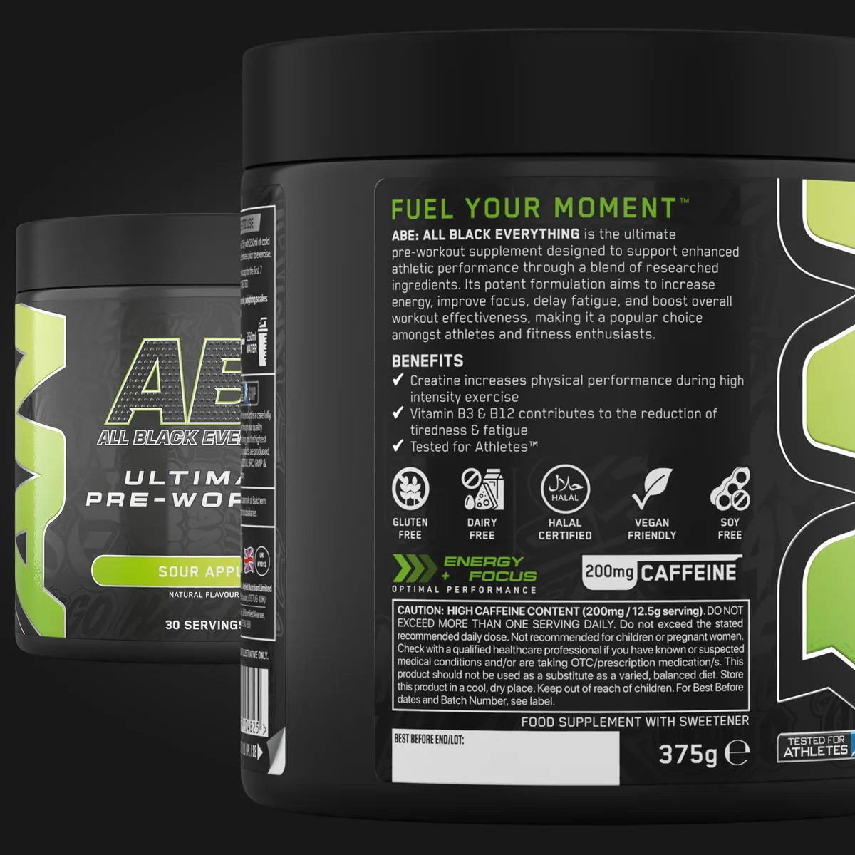 Applied Nutrition ABE Pre Workout Pulver - Pre Booster für Energie & Leistung mit Citrullin, Kreatin Monohydrat, Beta Alanin (375 g – 30 Portionen)(Sour Apple) – Bild 8