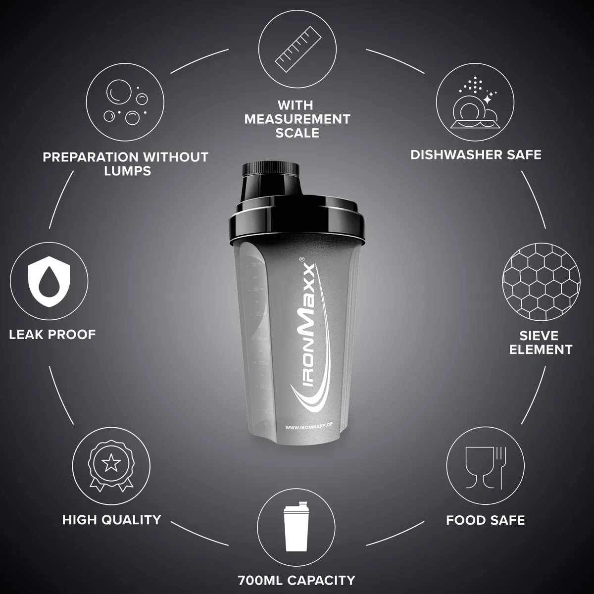 Shaker (700ml) - Schwarz Matt – Bild 8