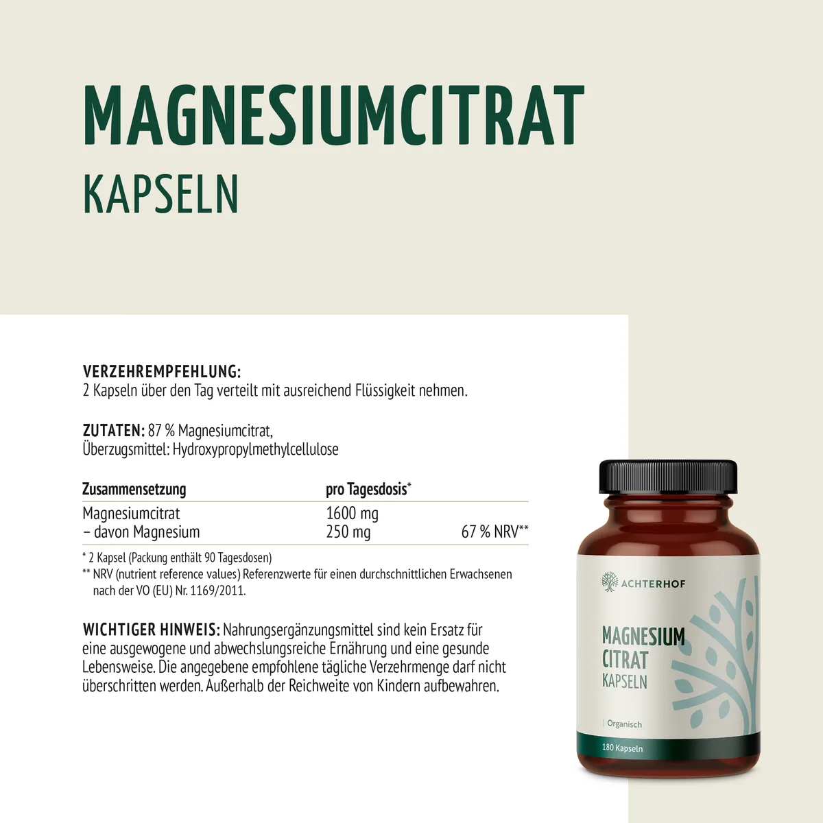 Magnesiumcitrat Kapseln (180 Kapseln) – Bild 7