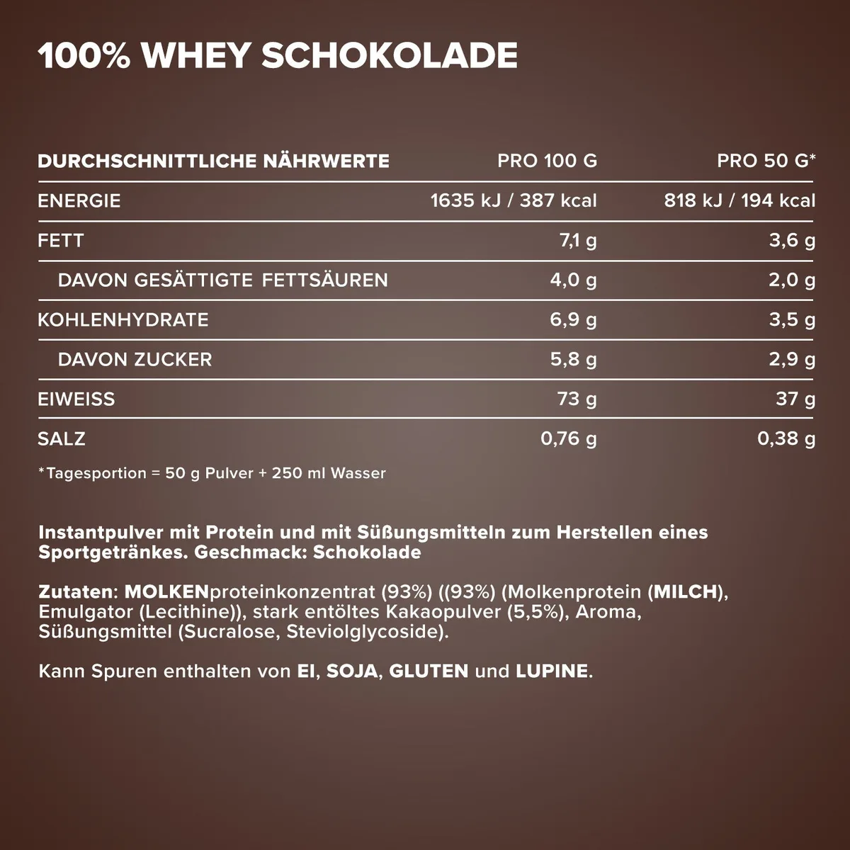 100% Whey Protein (2350g) - Milchschokolade – Bild 4