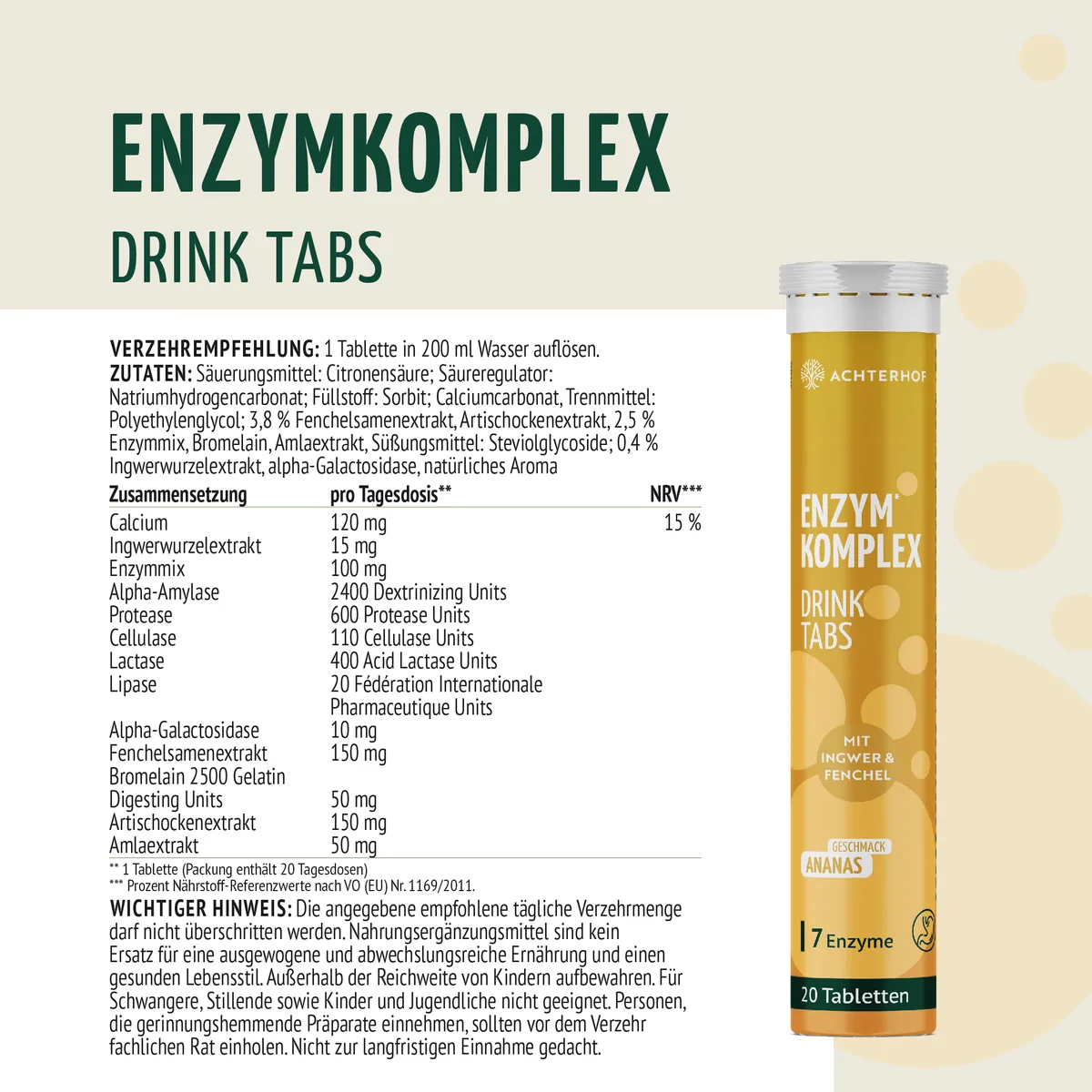 Enzymkomplex Drink Tabs (20 Tabletten) – Bild 4