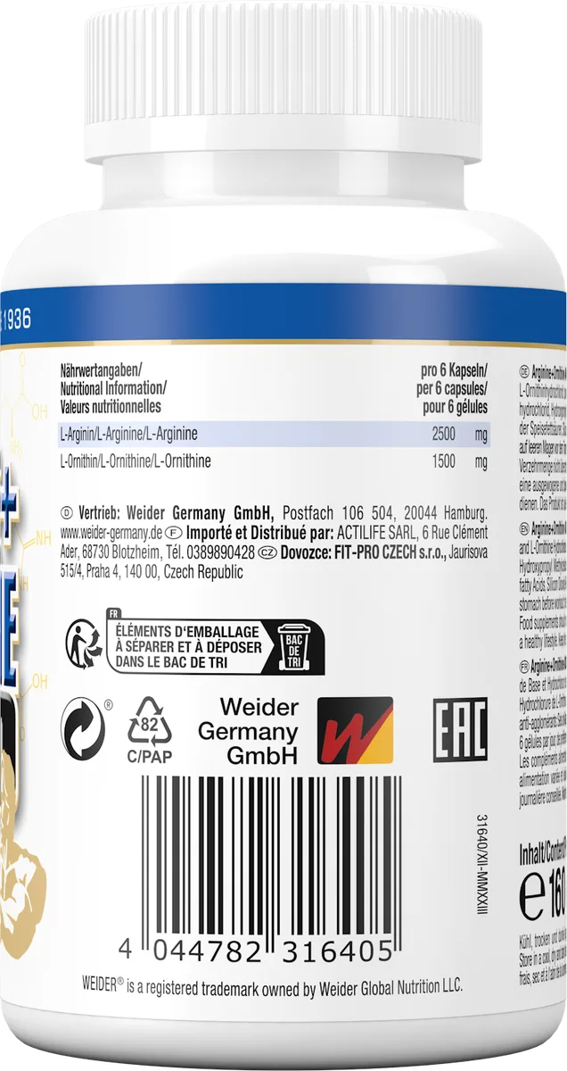 Arginine + Ornithine 4.000 (180 Kapseln) – Bild 2