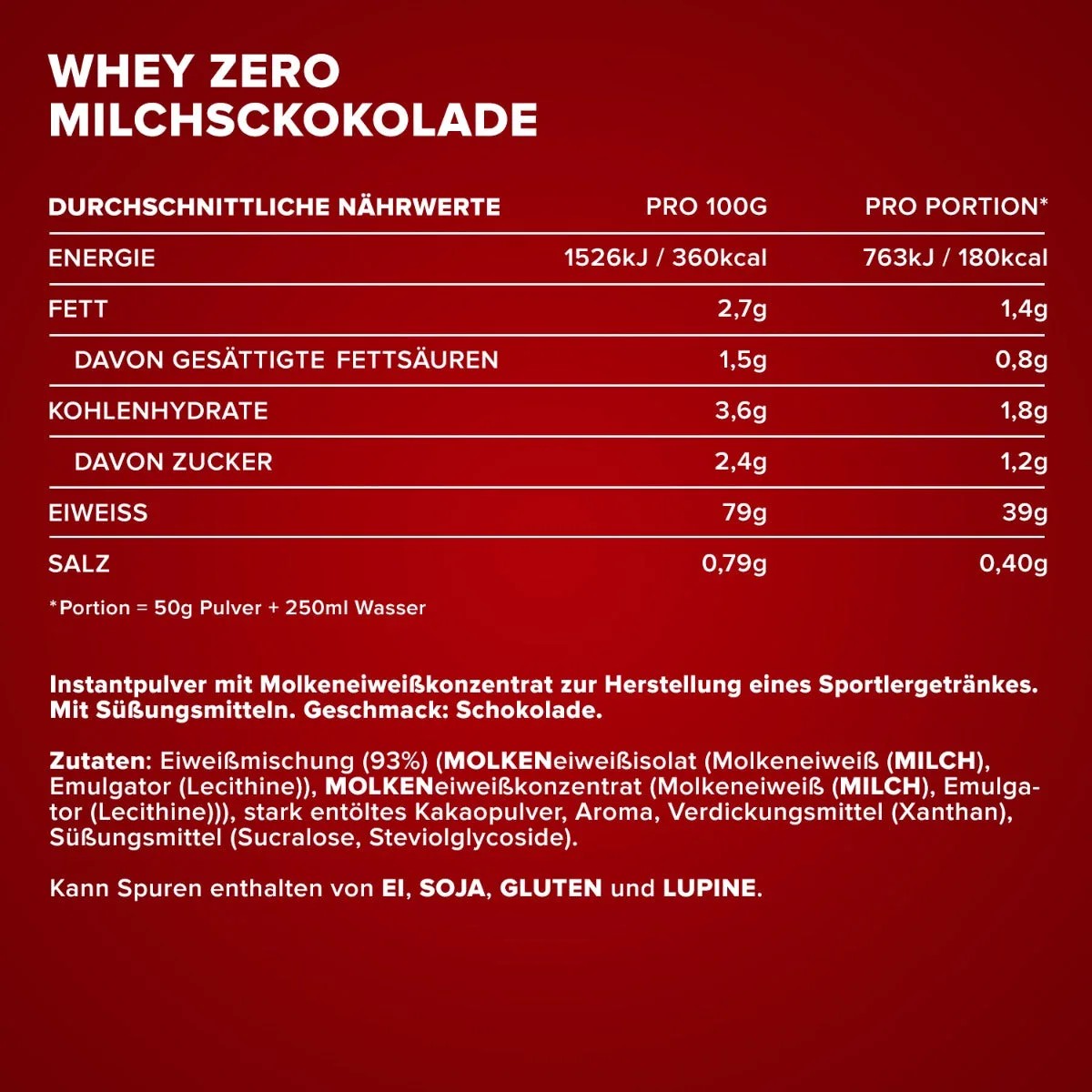 Whey ZERO (2270g) - Milchschokolade – Bild 6