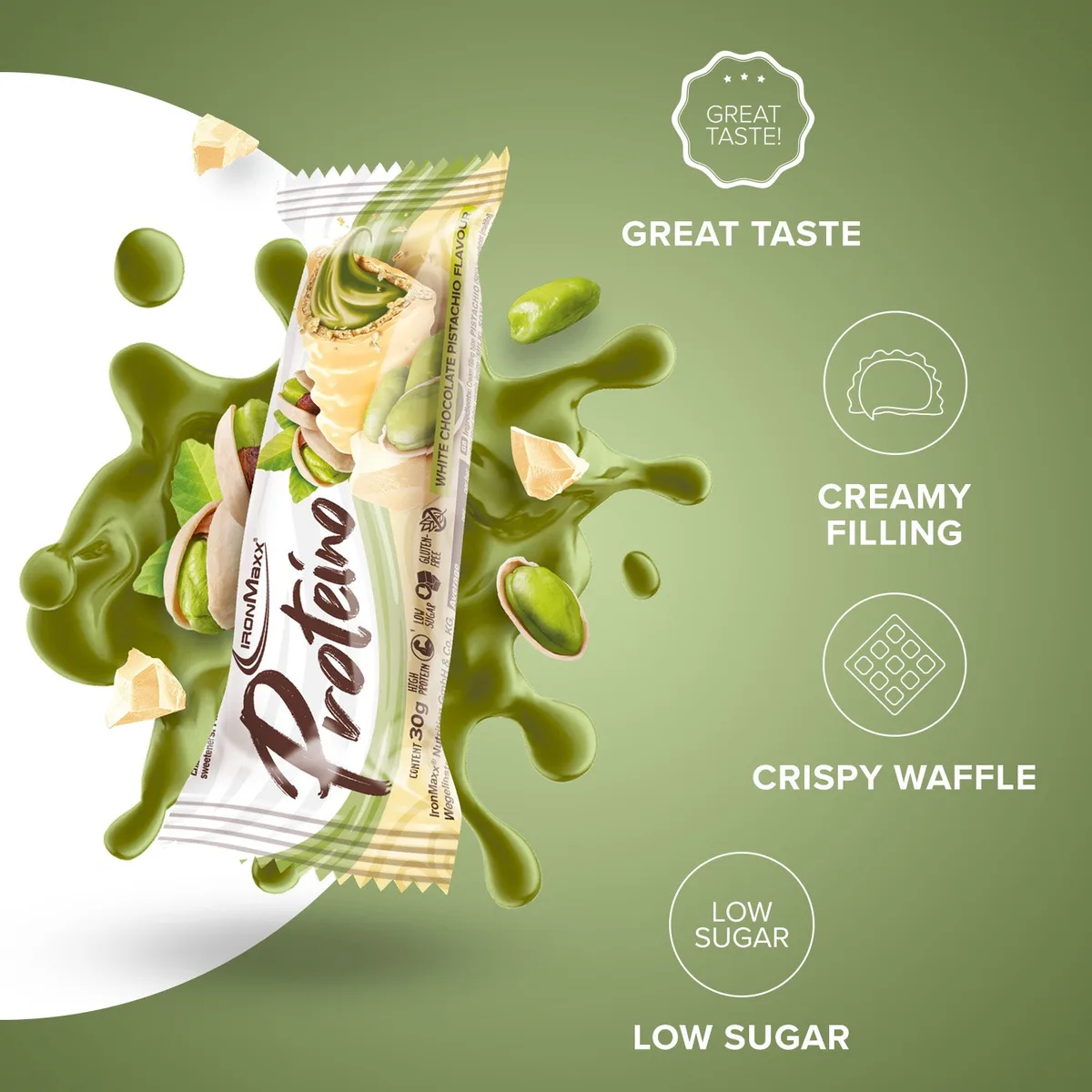 Proteino (12x30g) - White Chocolate Pistachio – Bild 2