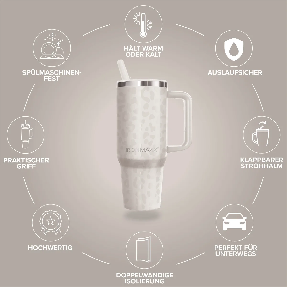 IronMaxx Cup V4.0 (1200ml) - Leo-Style Ivory – Bild 4