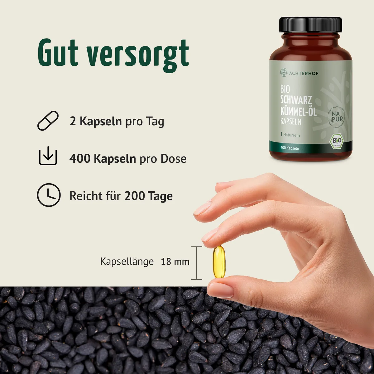 Bio Schwarzkümmel-Öl Kapseln (400 Kapseln) – Bild 6
